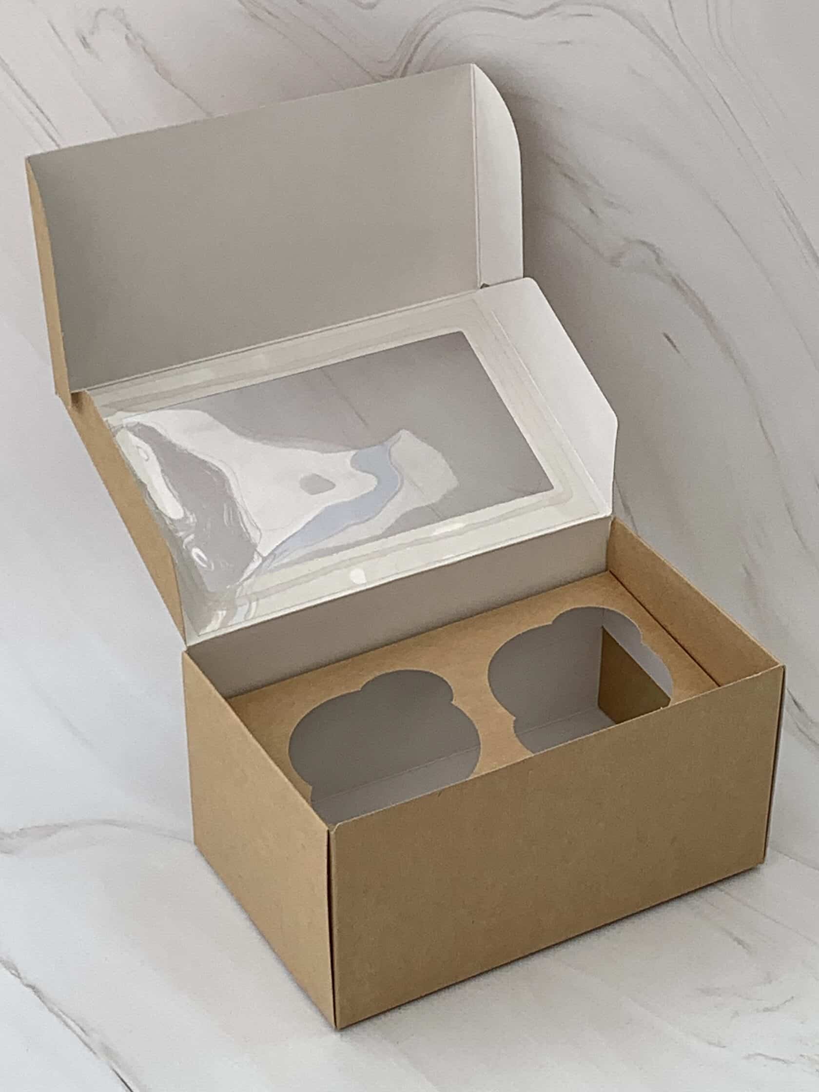 Упаковка под 2 капкейка с окном, крафт — изображение 3